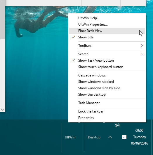 Displaying the Desk View Floating on the Desktop Screen Shot 1